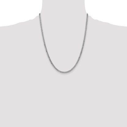 14K White Gold 22 Inch 3.35mm Semi-Solid Curb With Lobster Clasp Chain Necklace
