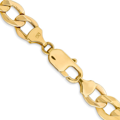 14K Yellow Gold 24 Inch 9mm Semi-Solid Curb With Lobster Clasp Chain Necklace