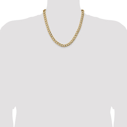 14K Yellow Gold 20 Inch 9mm Semi-Solid Curb With Lobster Clasp Chain Necklace
