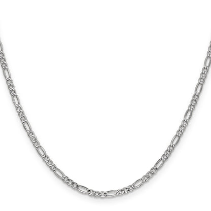 14K White Gold 24 Inch 2.5mm Semi-Solid Figaro With Lobster Clasp Chain Necklace