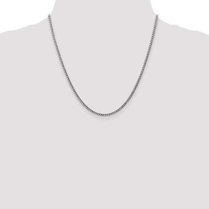 14K White Gold 20 Inch 2.5mm Semi-Solid Curb With Lobster Clasp Chain Necklace