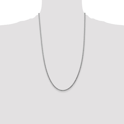 14K White Gold 26 Inch 2.5mm Semi-Solid Curb With Lobster Clasp Chain Necklace