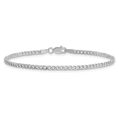 8 Inch 14K White Gold Wg 2.5mm Semi-Solid Curb Link Chain Bracelet
