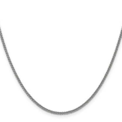 14K White Gold 20 Inch 2mm Semi-Solid 3-Wire Wheat With Lobster Clasp Chain Necklace