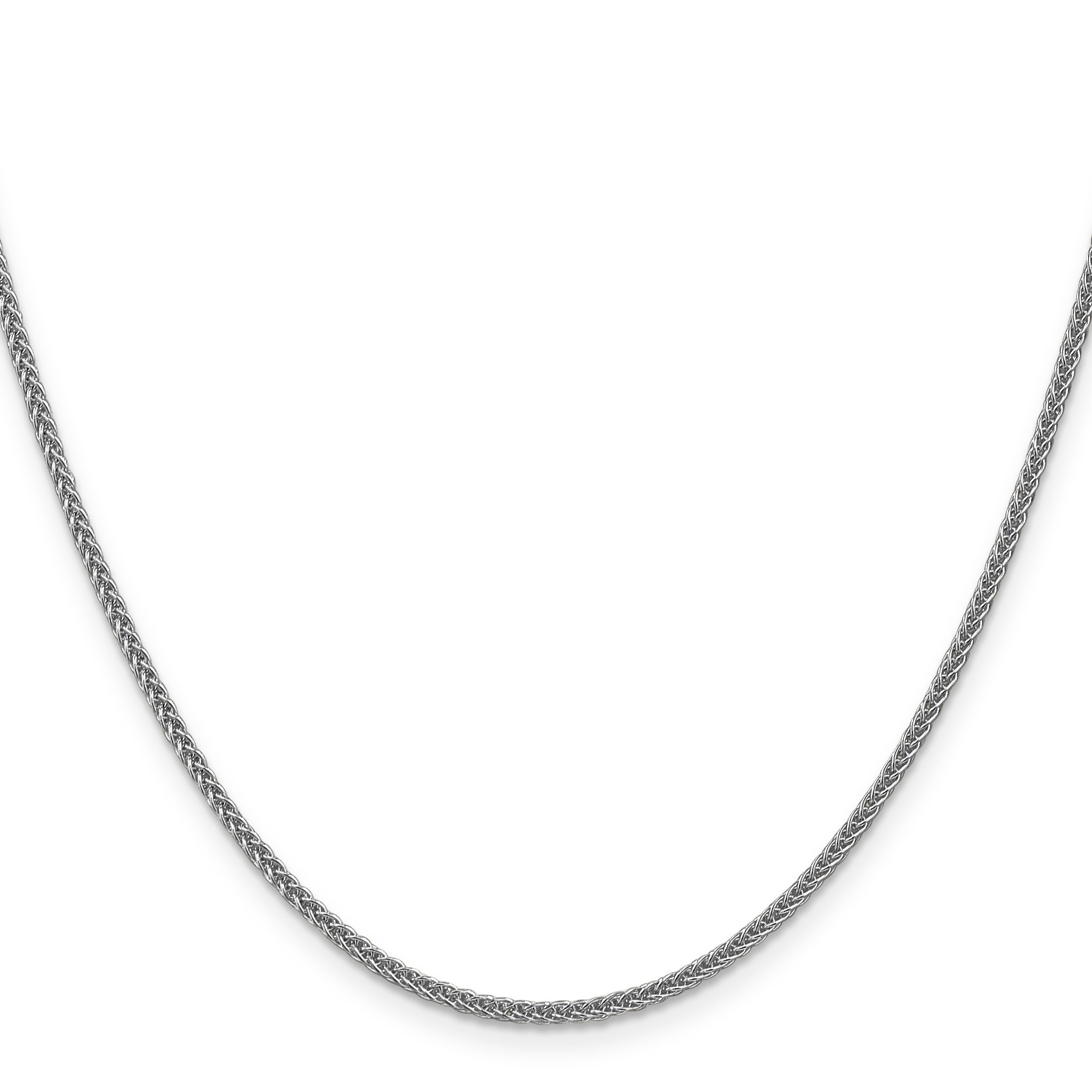 14K White Gold 24 Inch 2mm Semi-Solid 3-Wire Wheat With Lobster Clasp Chain Necklace
