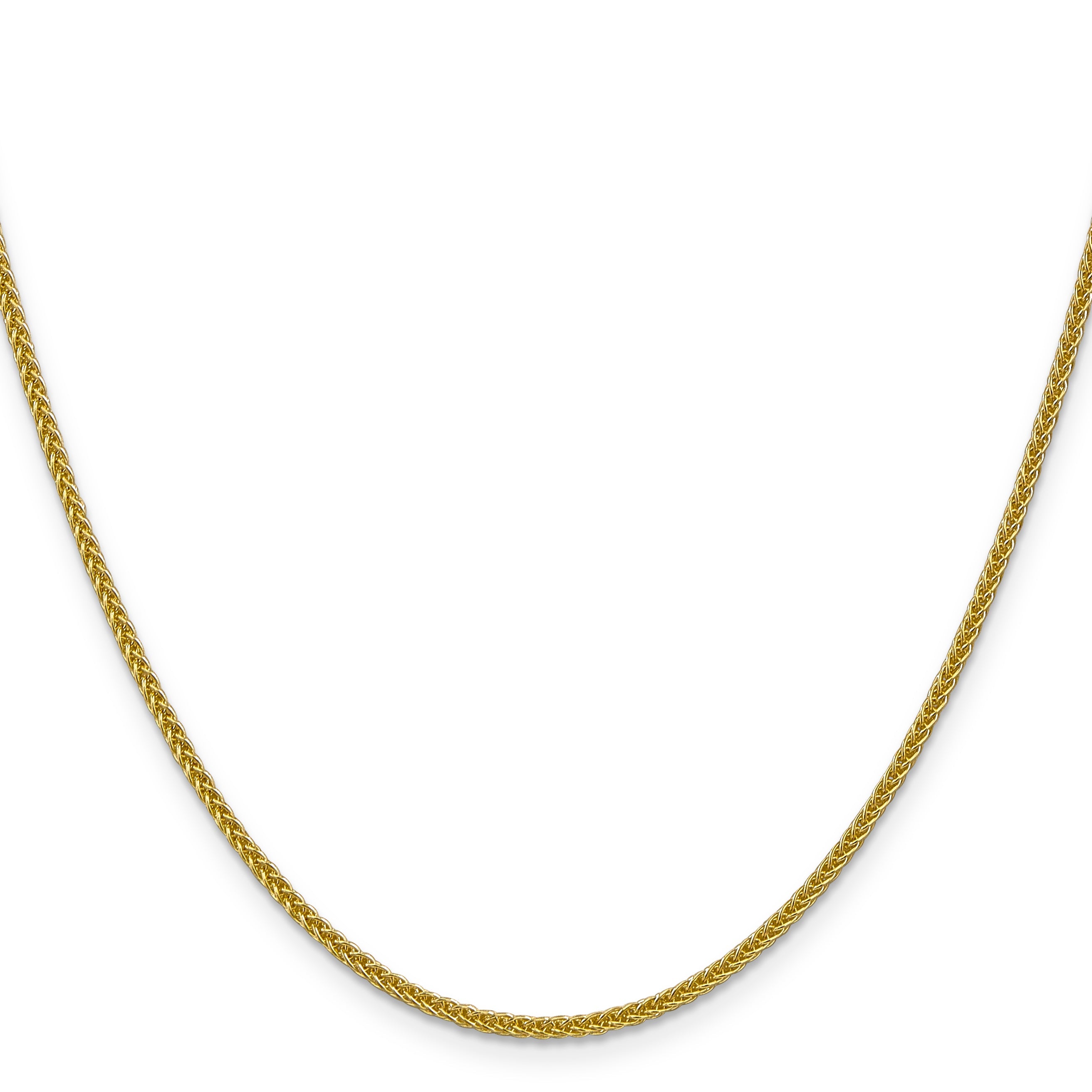 14K Yellow Gold 20 Inch 2mm Semi-Solid 3-Wire Wheat With Lobster Clasp Chain Necklace