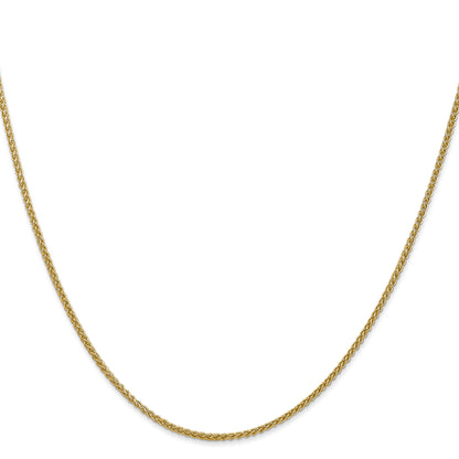 14K Yellow Gold 30 Inch 1.55mm Semi-Solid Wheat With Lobster Clasp Chain Necklace