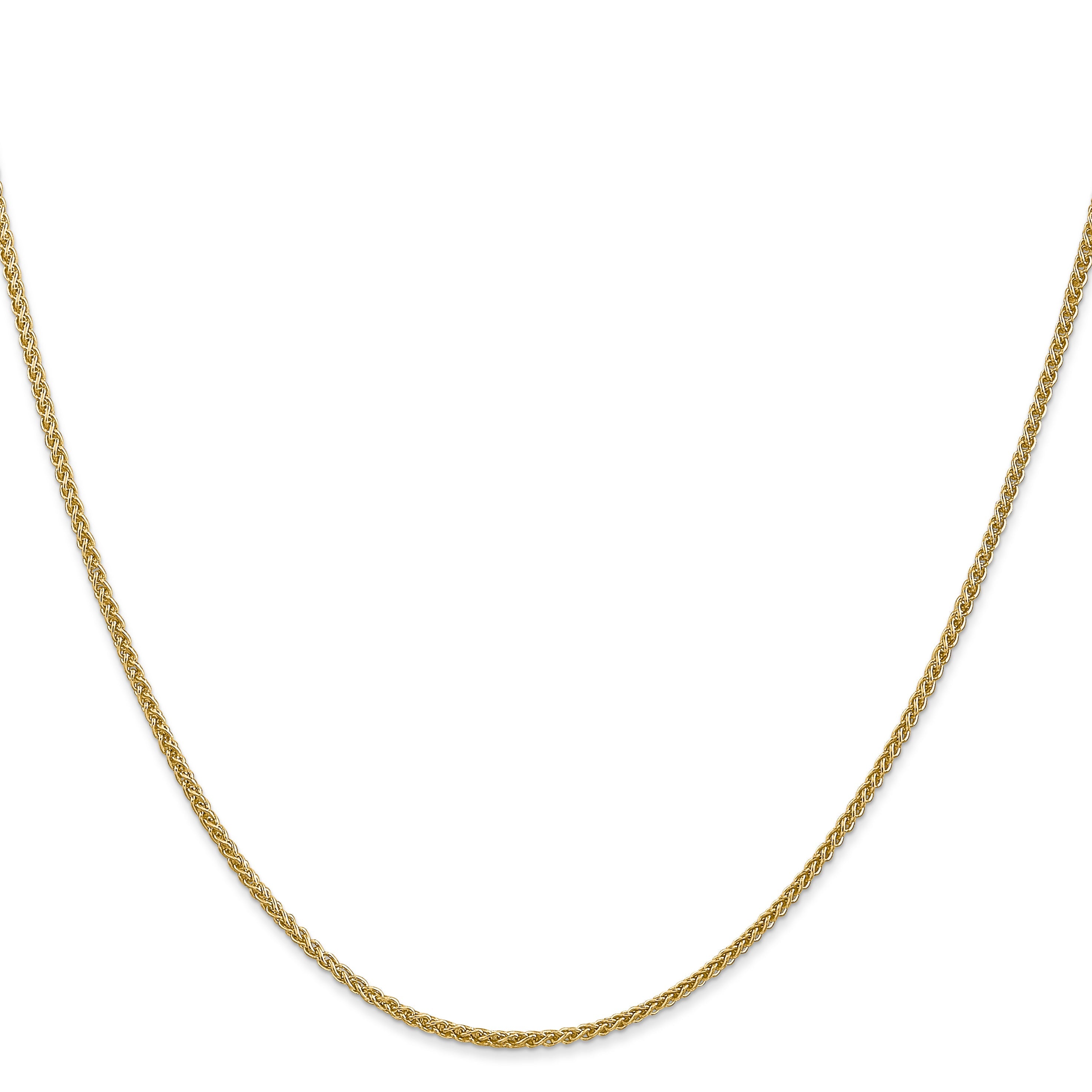 14K Yellow Gold 22 Inch 1.55mm Semi-Solid Wheat With Lobster Clasp Chain Necklace