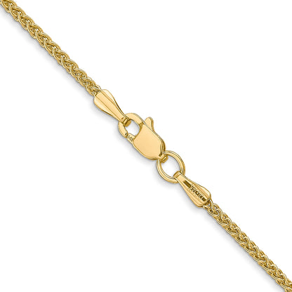 14K Yellow Gold 30 Inch 1.55mm Semi-Solid Wheat With Lobster Clasp Chain Necklace