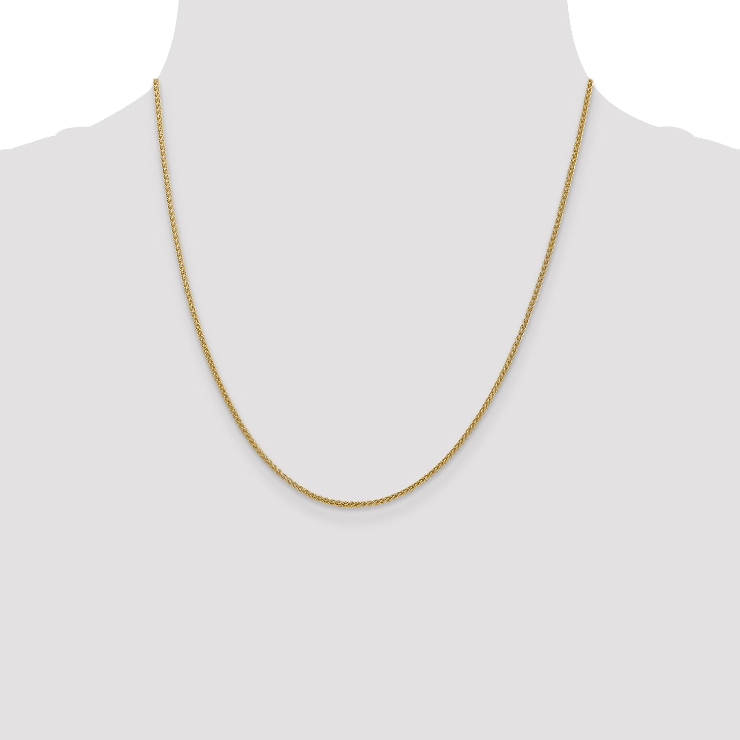 14K Yellow Gold 20 Inch 1.55mm Semi-Solid Wheat With Lobster Clasp Chain Necklace