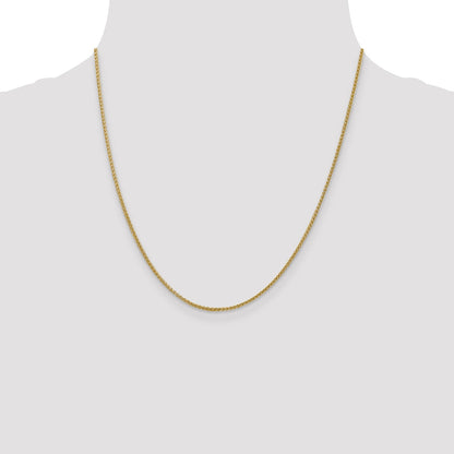 14K Yellow Gold 20 Inch 1.55mm Semi-Solid Wheat With Lobster Clasp Chain Necklace