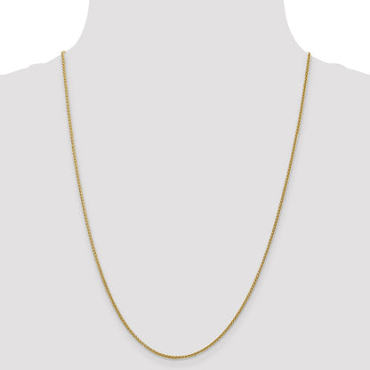 14K Yellow Gold 24 Inch 1.55mm Semi-Solid Wheat With Lobster Clasp Chain Necklace