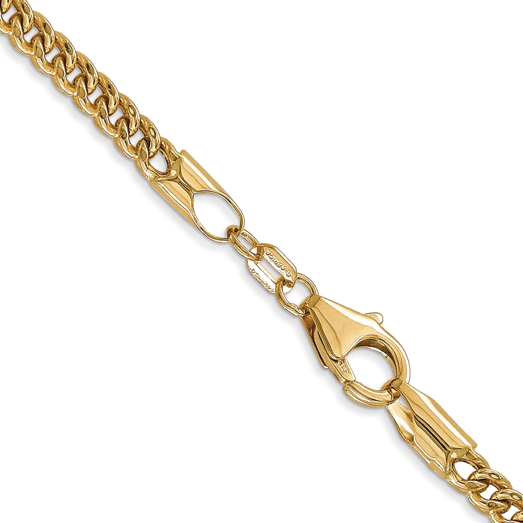 14K Yellow Gold 26 Inch 3mm Semi-Solid Franco With Fancy Lobster Clasp Chain Necklace