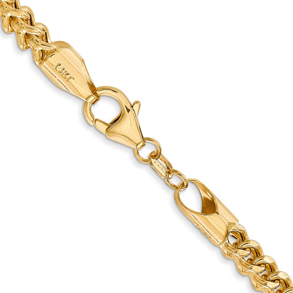 14K Yellow Gold 18 Inch 3.7mm Semi-Solid Franco With Fancy Lobster Clasp Chain Necklace