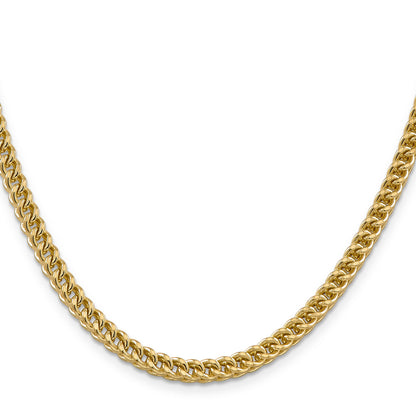 14K Yellow Gold 28 Inch 4.5mm Semi-Solid Franco With Fancy Lobster Clasp Chain Necklace