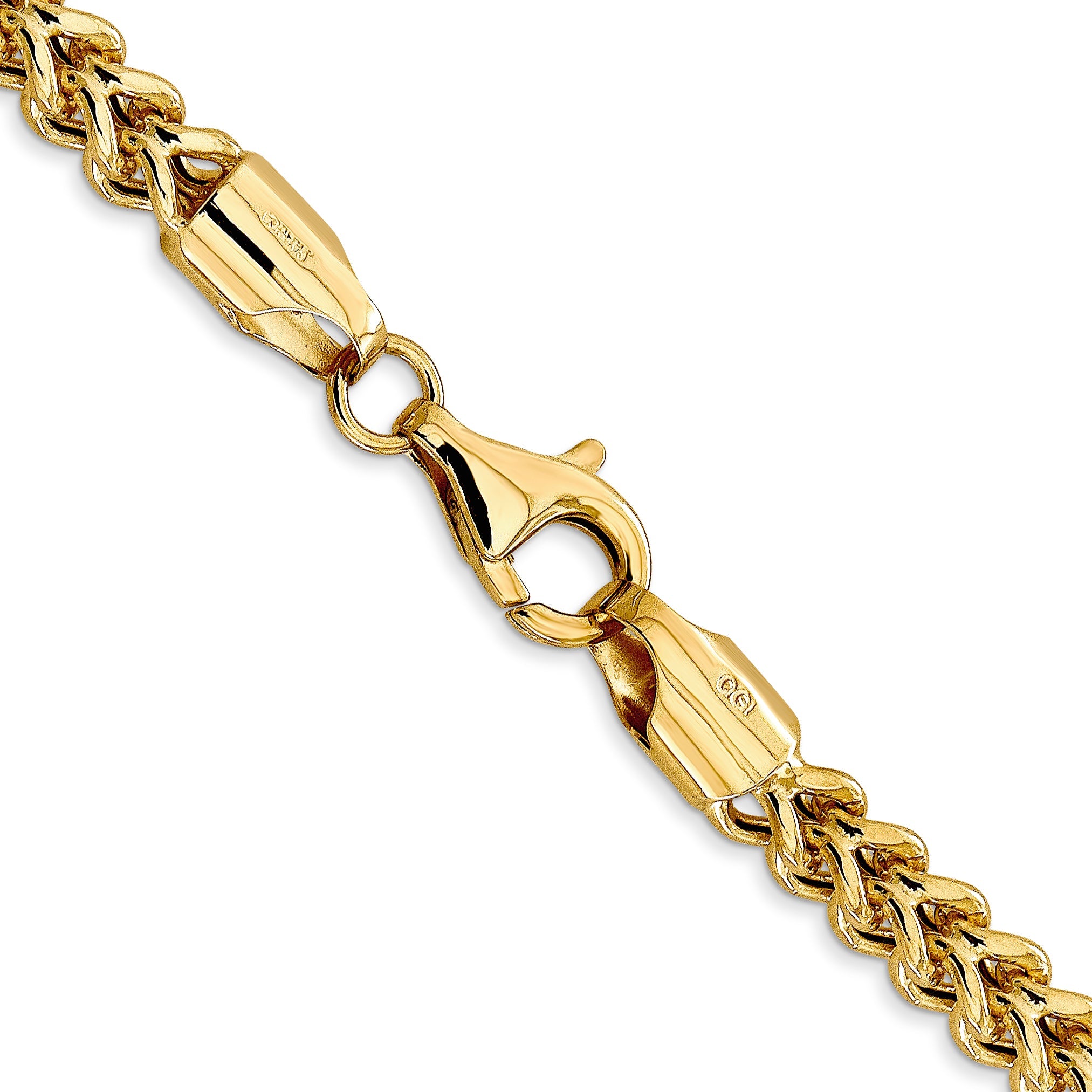 14K Yellow Gold 22 Inch 4.5mm Semi-Solid Franco With Fancy Lobster Clasp Chain Necklace