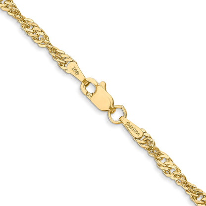 14K Yellow Gold 24 Inch 2.75mm Lightweight Singapore With Lobster Clasp Chain Necklace