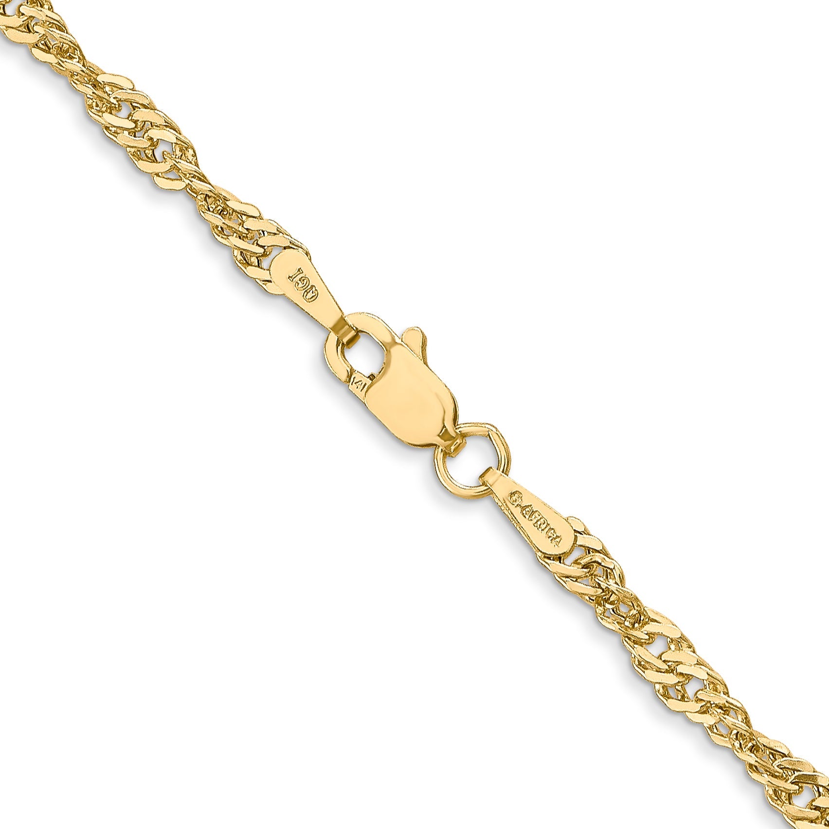 14K Yellow Gold 20 Inch 2.75mm Lightweight Singapore With Lobster Clasp Chain Necklace