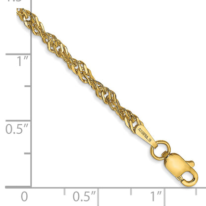 14K Yellow Gold 10 Inch 2.75mm Lightweight Singapore With Lobster Clasp Anklet