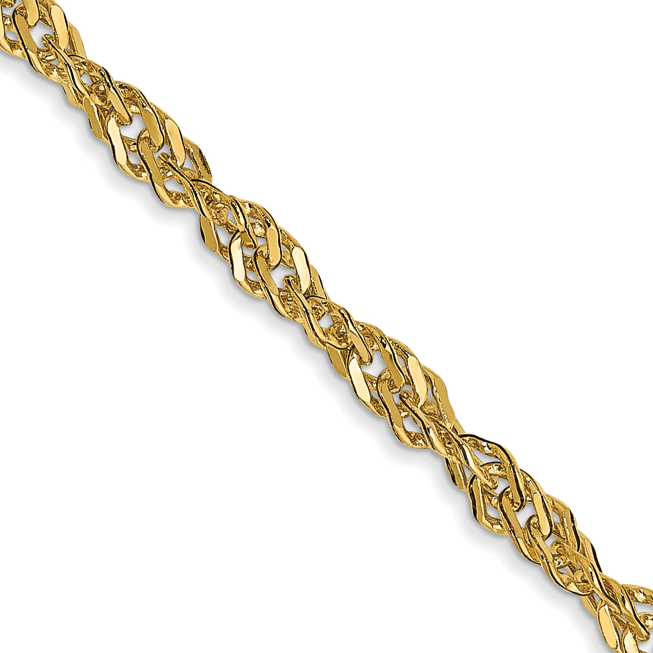 14K Yellow Gold 16 Inch 2.75mm Lightweight Singapore With Lobster Clasp Chain Necklace