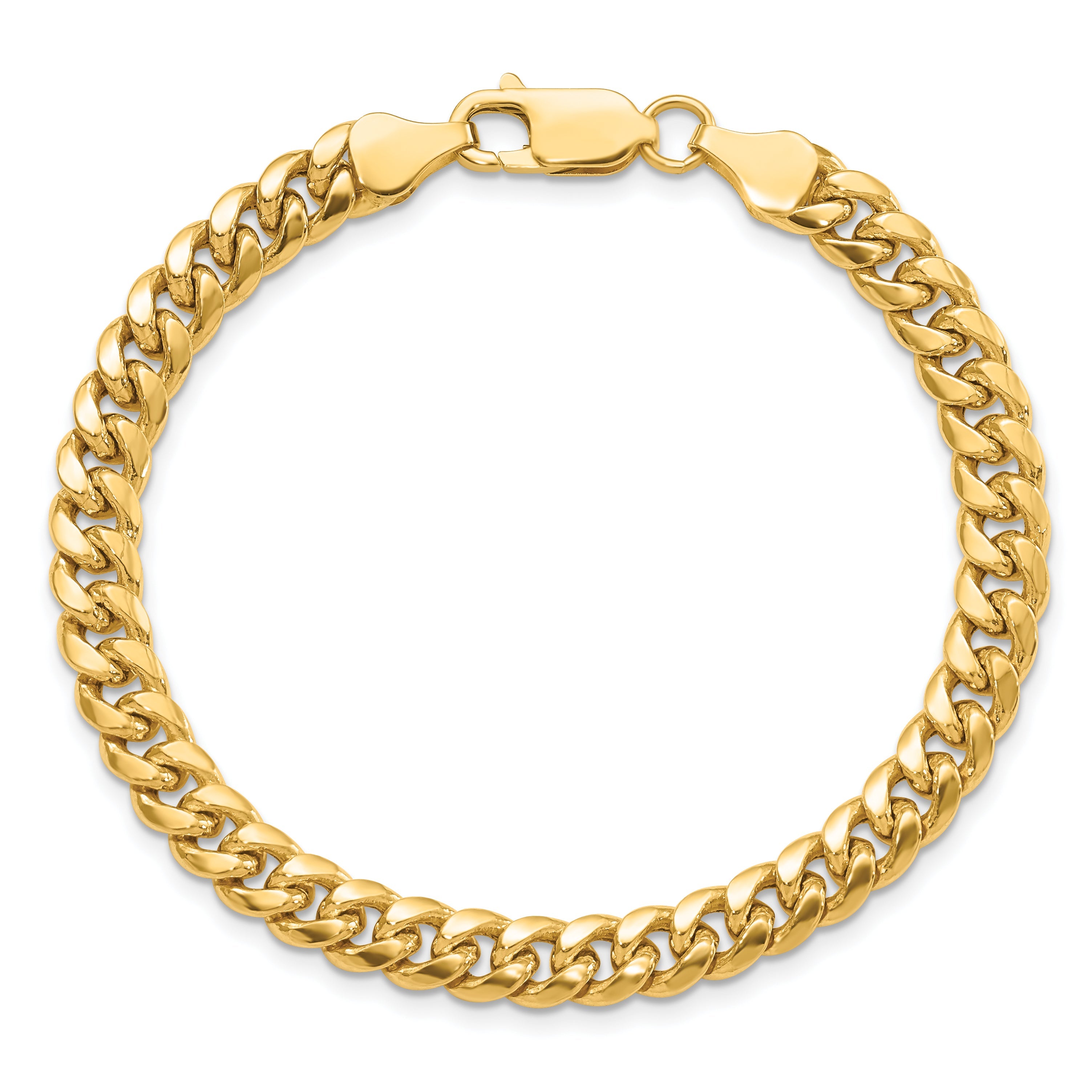14K Yellow Gold 8 Inch 6mm Semi-Solid Miami Cuban With Lobster Clasp Bracelet