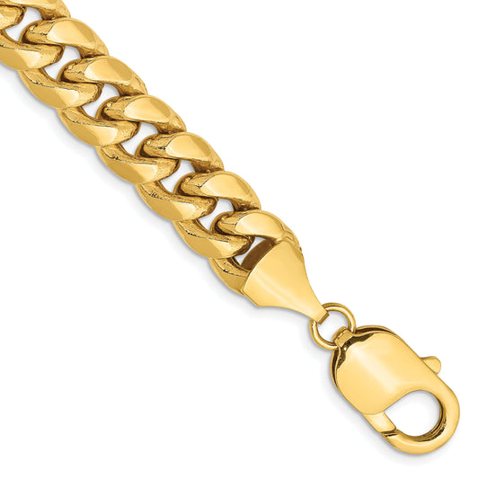 14K Yellow Gold 9 Inch 9.3mm Semi-Solid Miami Cuban With Lobster Clasp Chain Bracelet