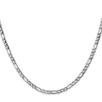 14K White Gold 16 Inch 3.5mm Semi-Solid Figaro With Lobster Clasp Chain Necklace