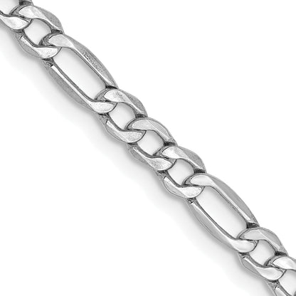 14K White Gold 18 Inch 3.5mm Semi-Solid Figaro With Lobster Clasp Chain Necklace