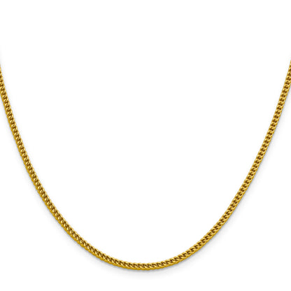 14K Yellow Gold 18 Inch 2.2mm Semi-Solid Franco With Lobster Clasp Chain Necklace