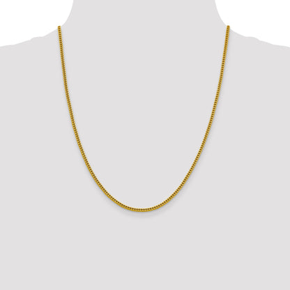 14K Yellow Gold 22 Inch 2.2mm Semi-Solid Franco With Lobster Clasp Chain Necklace