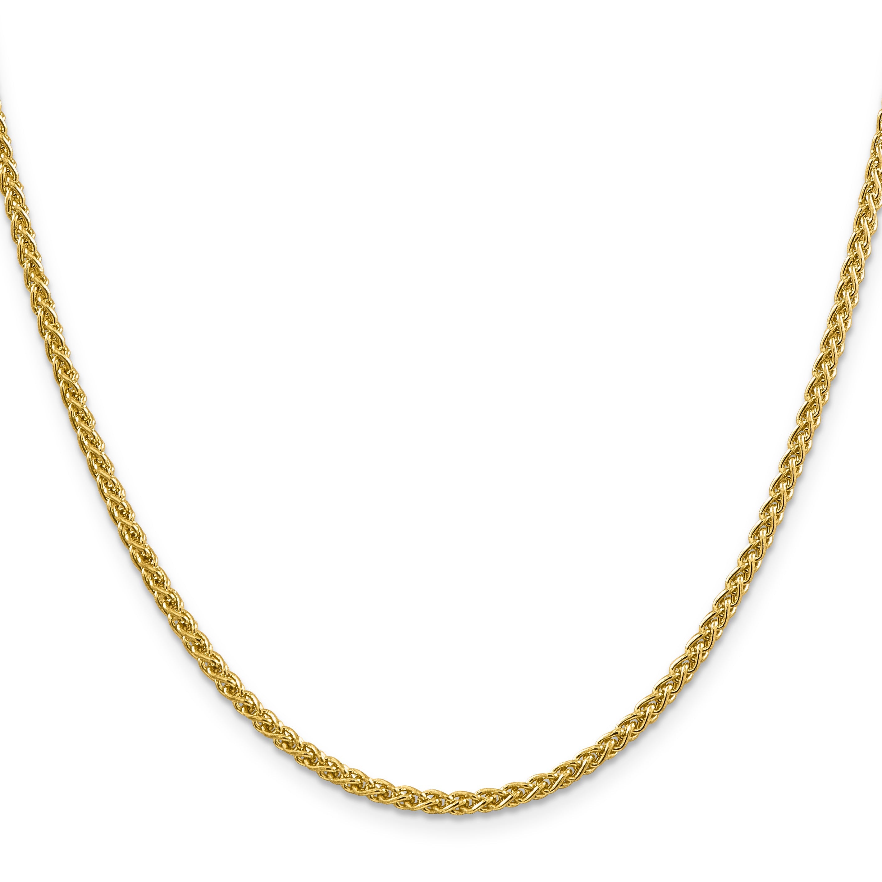 14K Yellow Gold 30 Inch 2.75mm Semi-Solid Wheat With Lobster Clasp Chain Necklace