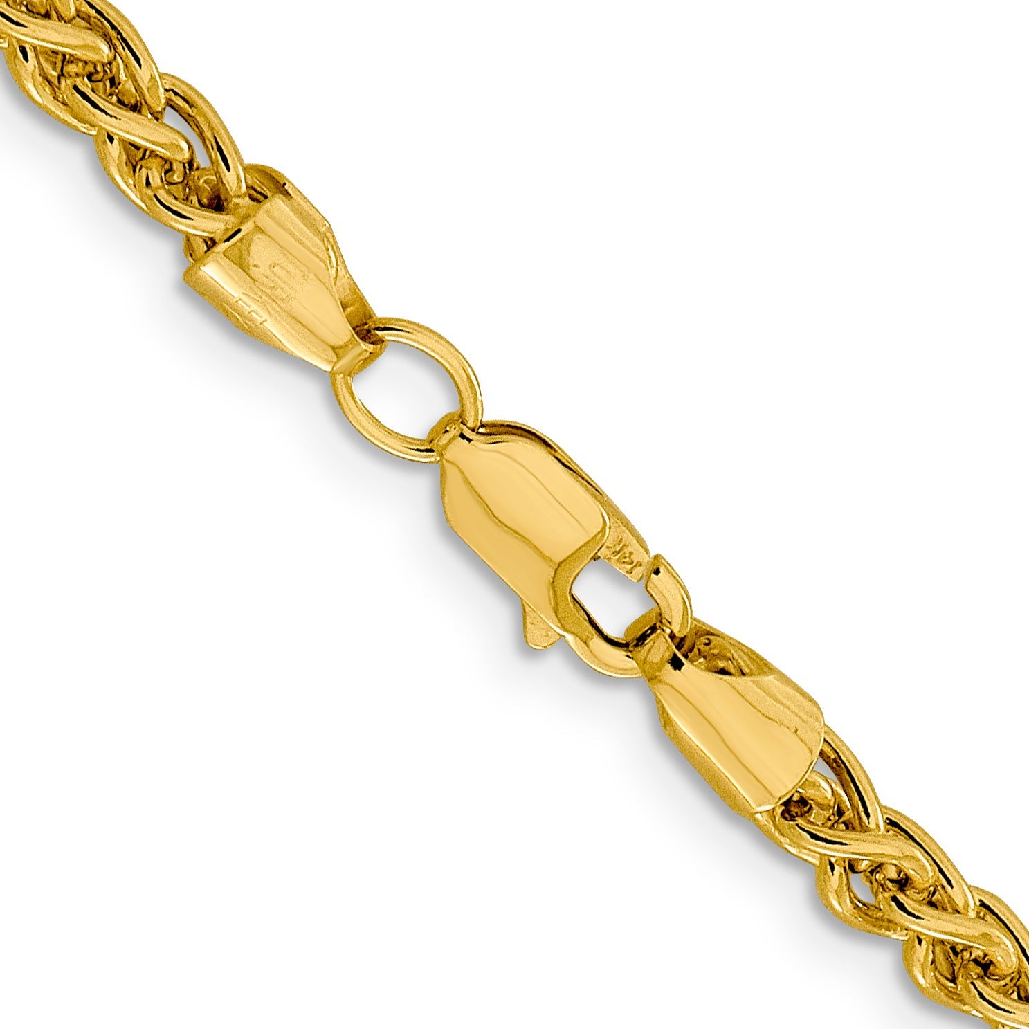14K Yellow Gold 22 Inch 4.15mm Semi-Solid Wheat With Lobster Clasp Chain Necklace