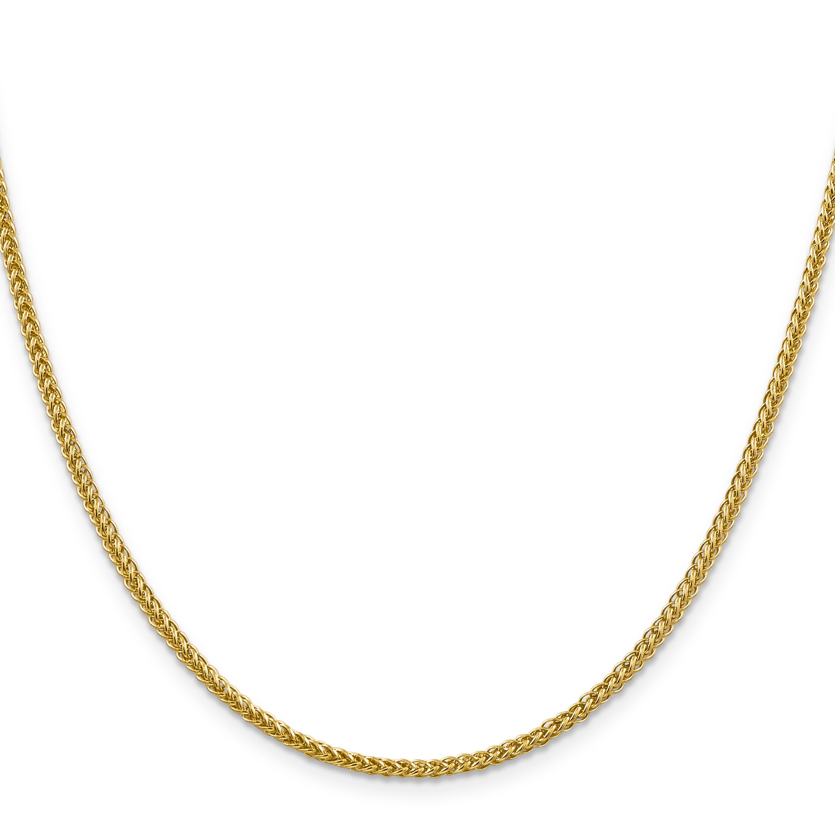 14K Yellow Gold 18 Inch 2.35mm Semi-Solid 3-Wire Wheat With Lobster Clasp Chain Necklace