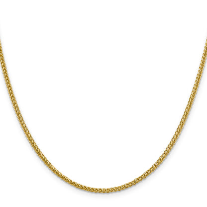14K Yellow Gold 20 Inch 2.35mm Semi-Solid 3-Wire Wheat With Lobster Clasp Chain Necklace