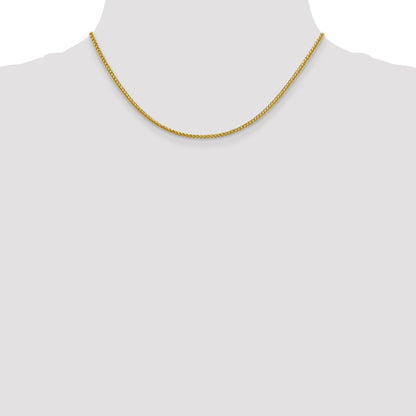 14K Yellow Gold 16 Inch 2.35mm Semi-Solid 3-Wire Wheat With Lobster Clasp Chain Necklace