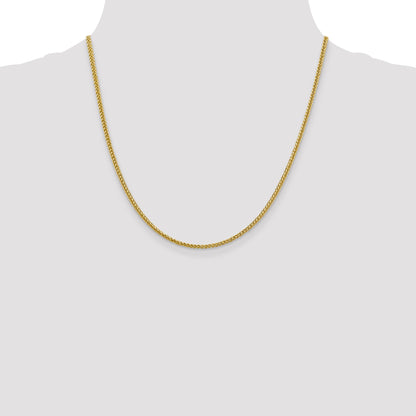 14K Yellow Gold 20 Inch 2.35mm Semi-Solid 3-Wire Wheat With Lobster Clasp Chain Necklace