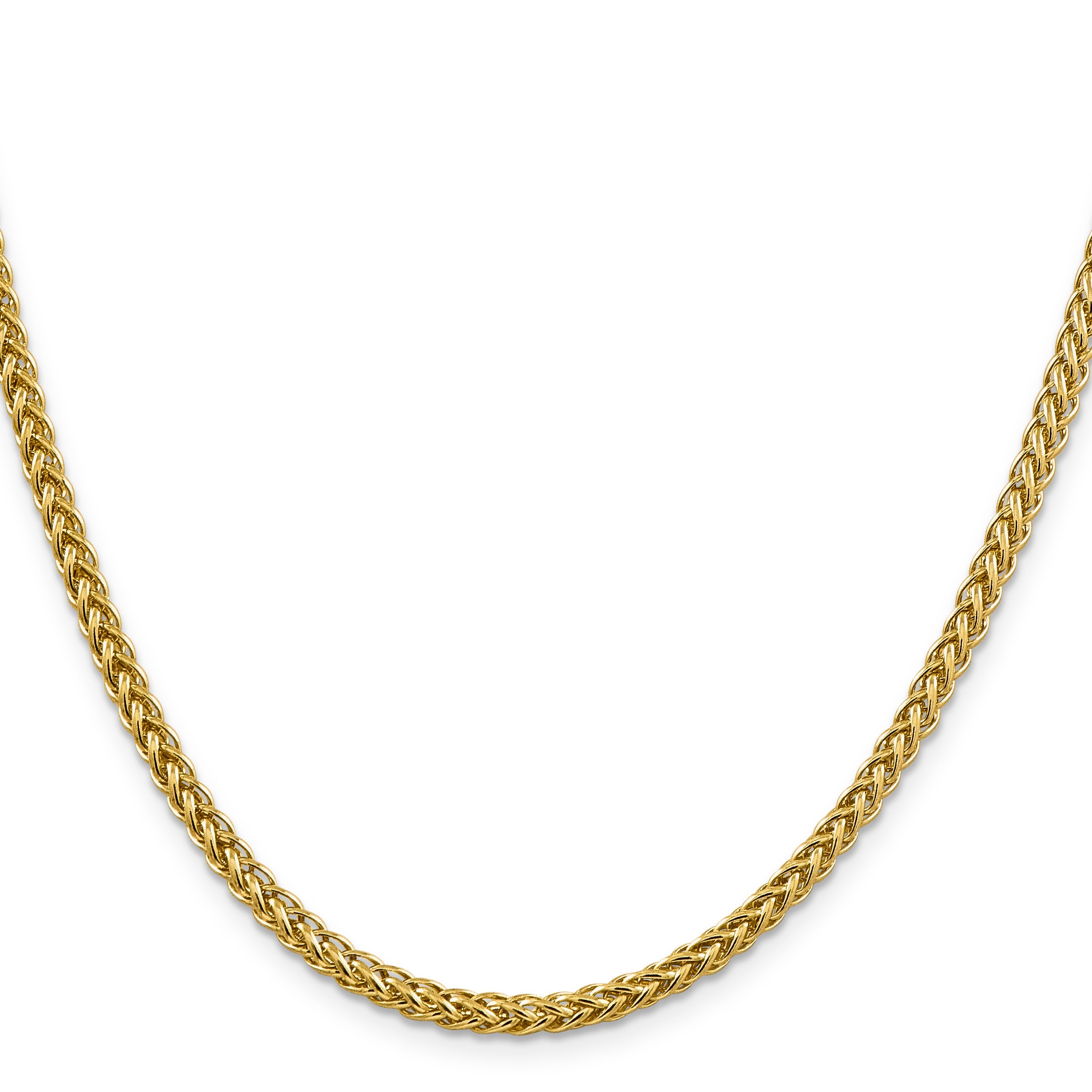14K Yellow Gold 24 Inch 4.3mm Semi-Solid 3-Wire Wheat With Lobster Clasp Chain Necklace