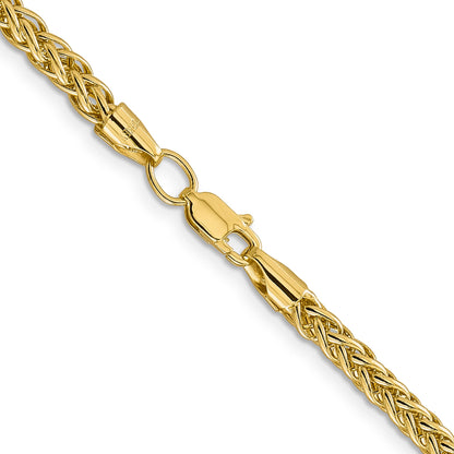 14K Yellow Gold 24 Inch 4.3mm Semi-Solid 3-Wire Wheat With Lobster Clasp Chain Necklace