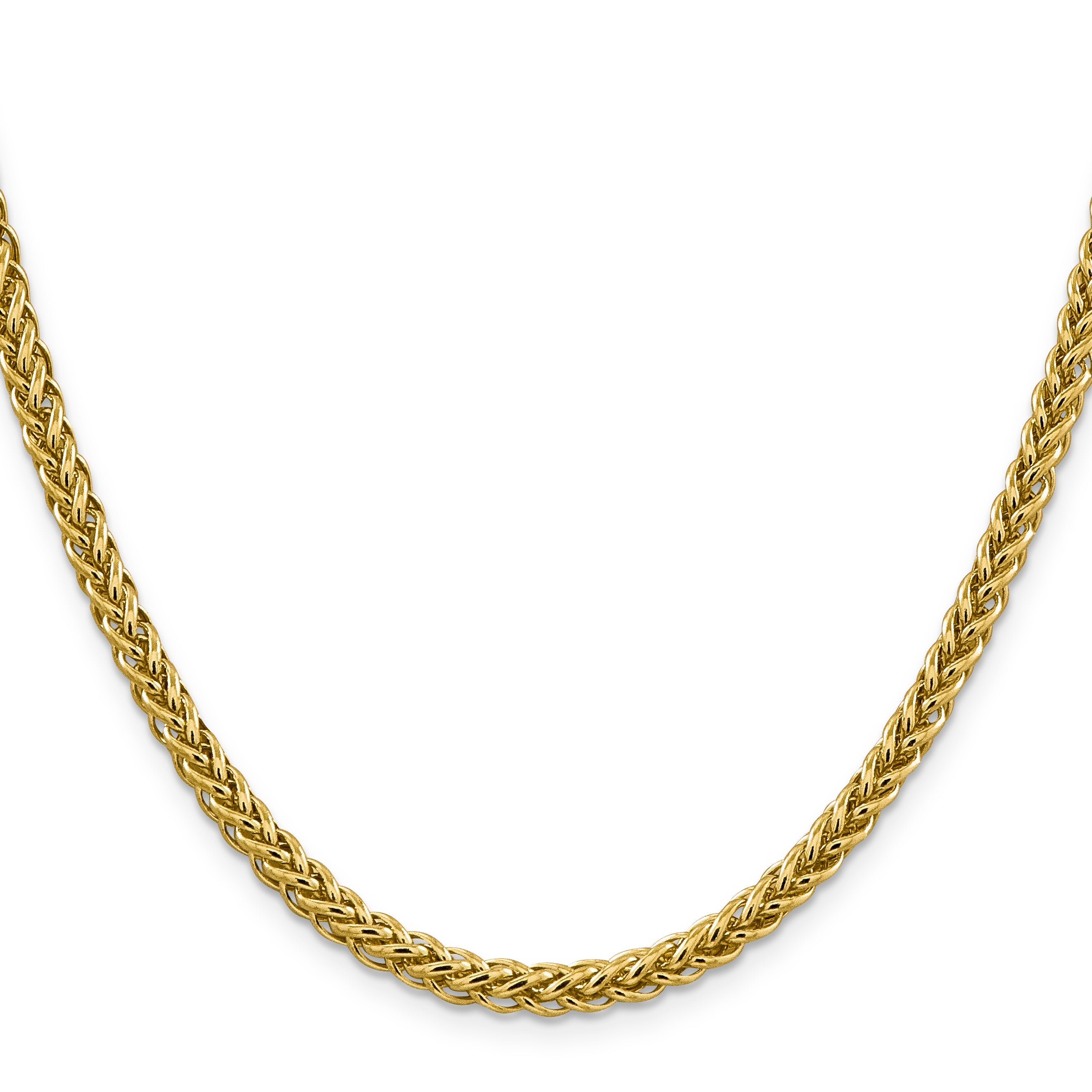 14K Yellow Gold 26 Inch 4.65mm Semi-Solid 3-Wire Wheat With Lobster Clasp Chain Necklace
