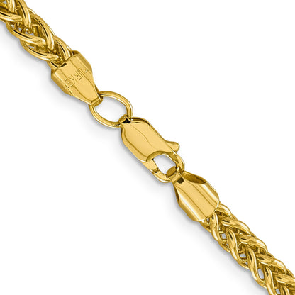 14K Yellow Gold 24 Inch 4.65mm Semi-Solid 3-Wire Wheat With Lobster Clasp Chain Necklace