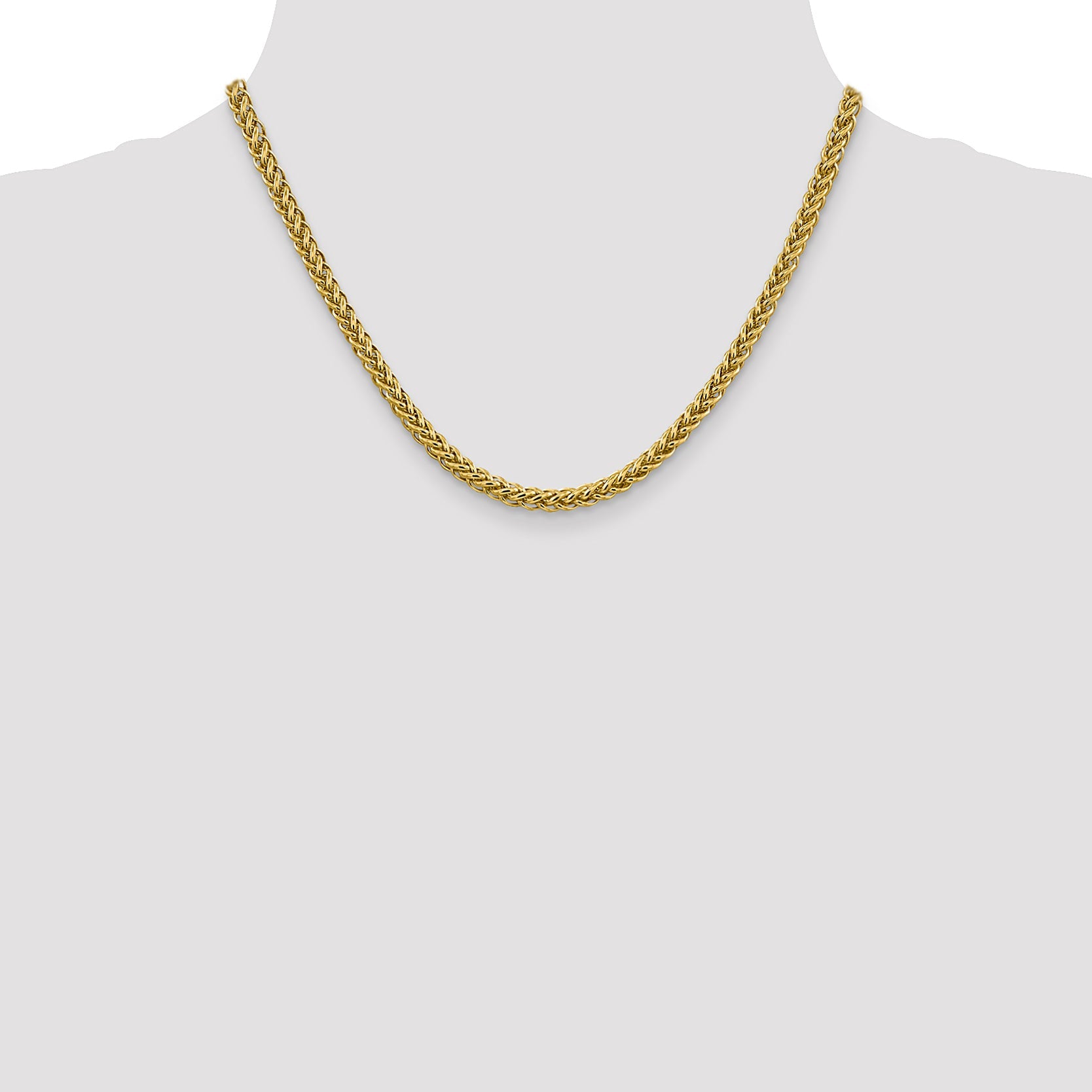 18 Inch 14K 16 4.65mm Semi-Solid 3-Wire Wheat With Lobster Clasp Chain Necklace