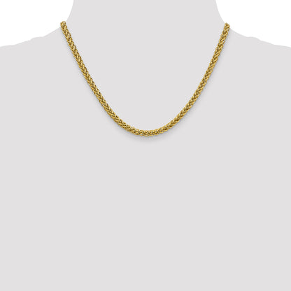 18 Inch 14K 16 4.65mm Semi-Solid 3-Wire Wheat With Lobster Clasp Chain Necklace