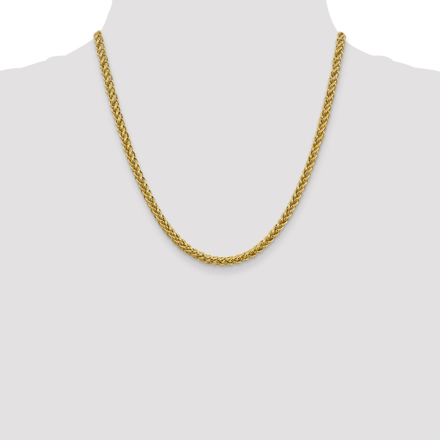 20 Inch 14K 18 4.65mm Semi-Solid 3-Wire Wheat With Lobster Clasp Chain Necklace