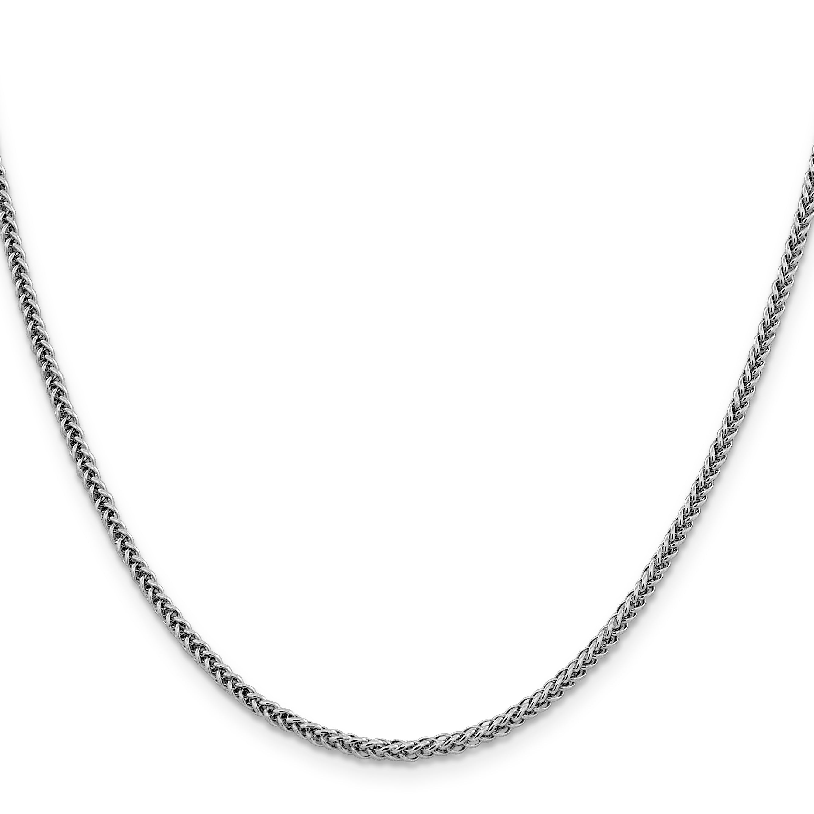 14K White Gold 24 Inch 2.35mm Semi-Solid 3-Wire Wheat With Lobster Clasp Chain Necklace