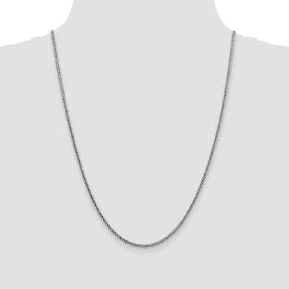 14K White Gold 24 Inch 2.35mm Semi-Solid 3-Wire Wheat With Lobster Clasp Chain Necklace