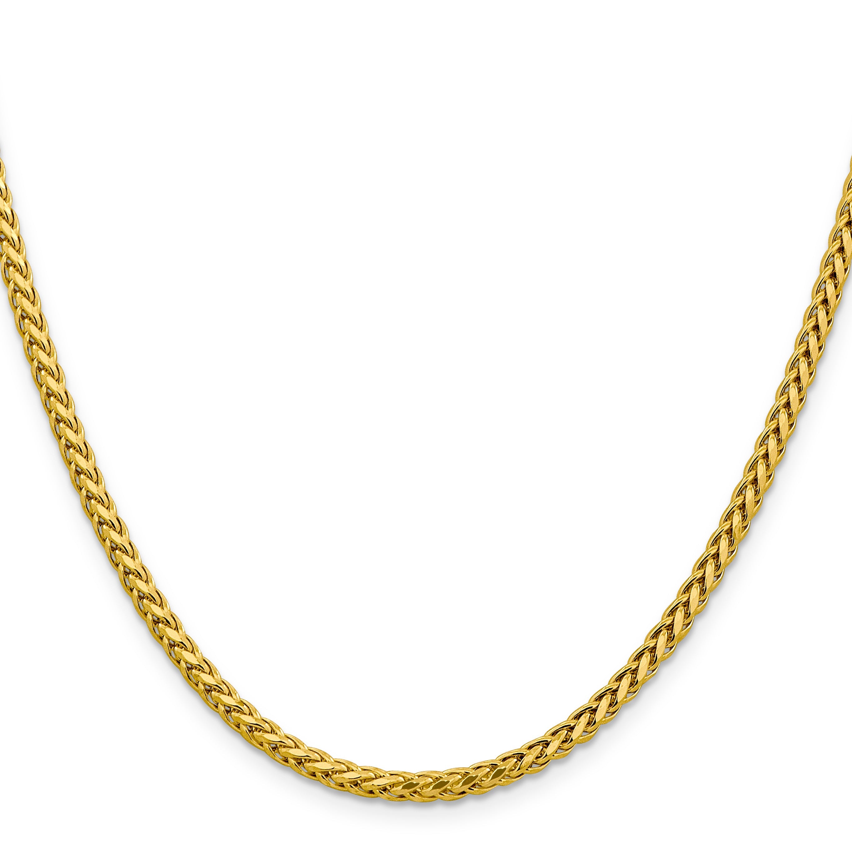 14K Yellow Gold 22 Inch 3.1mm Semi-Solid Diamond-Cut Wheat With Lobster Clasp Chain Necklace