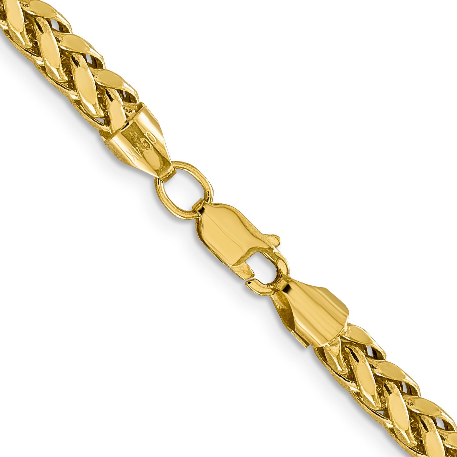 14K Yellow Gold 18 Inch 5mm Semi-Solid Diamond-Cut Wheat With Lobster Clasp Chain Necklace