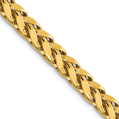 14K Yellow Gold 20 Inch 5mm Semi-Solid Diamond-Cut Wheat With Lobster Clasp Chain Necklace