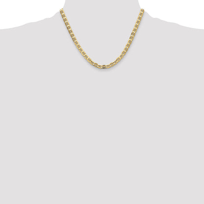 18 Inch 14K Yellow Gold 6.25mm Semi-Solid Anchor Chain Necklace