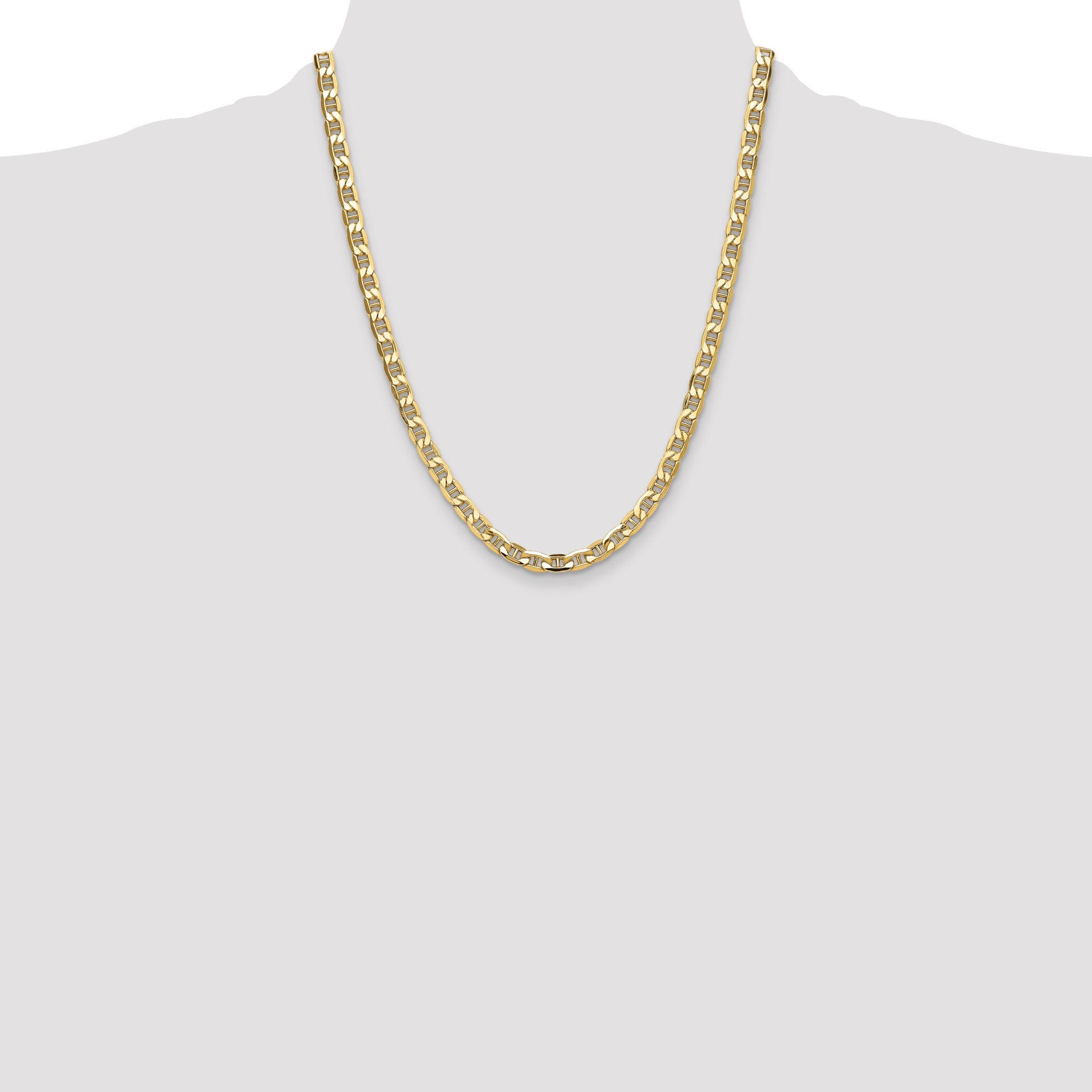 22 Inch 14K Yellow Gold 6.25mm Semi-Solid Anchor Chain Necklace